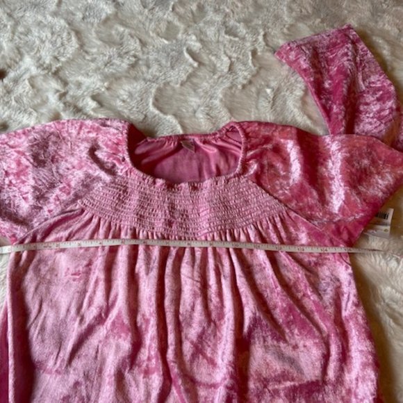 2/$35 Please Mum Pink Velour Smocking Top Girls Size L NWT - Picture 4 of 8